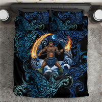 Samoa Siva Afi Bedding Set Fireknife Fire Dance Pacific Tribal Motif LT9 Blue - Polynesian Pride