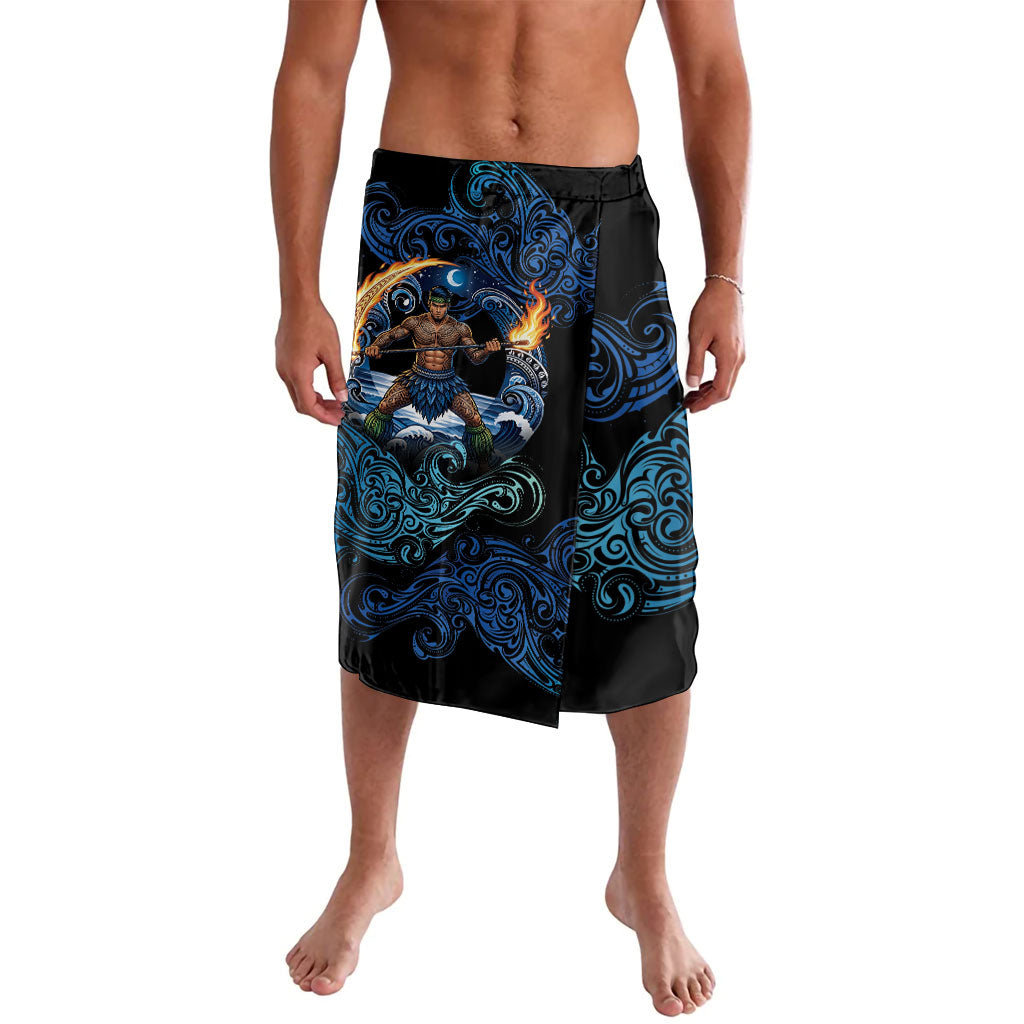 Samoa Siva Afi Lavalava Fireknife Fire Dance Pacific Tribal Motif LT9 Blue - Polynesian Pride