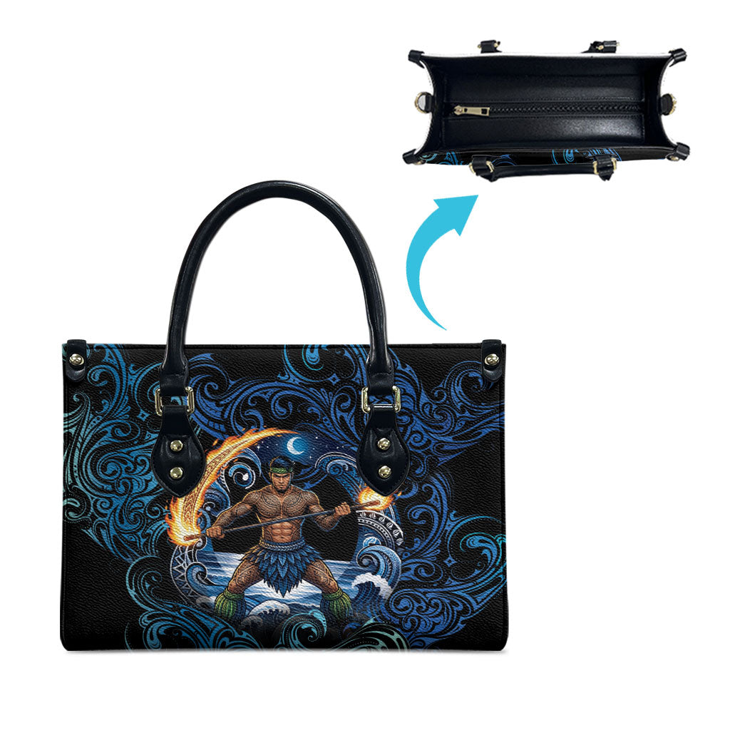 Samoa Siva Afi Leather Bag Fireknife Fire Dance Pacific Tribal Motif LT9 - Polynesian Pride