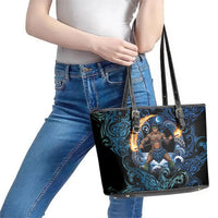 Samoa Siva Afi Leather Tote Bag Fireknife Fire Dance Pacific Tribal Motif LT9 - Polynesian Pride
