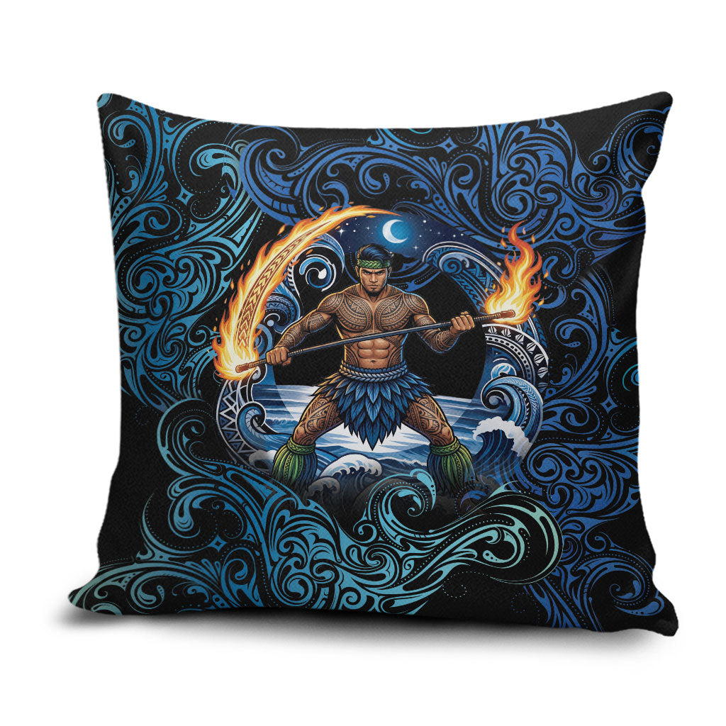 Samoa Siva Afi Pillow Cover Fireknife Fire Dance Pacific Tribal Motif LT9 Blue - Polynesian Pride
