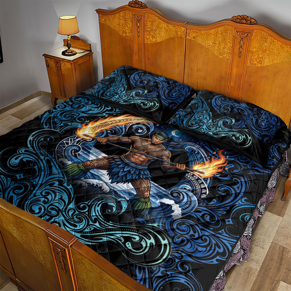 Samoa Siva Afi Quilt Bed Set Fireknife Fire Dance Pacific Tribal Motif LT9 - Polynesian Pride