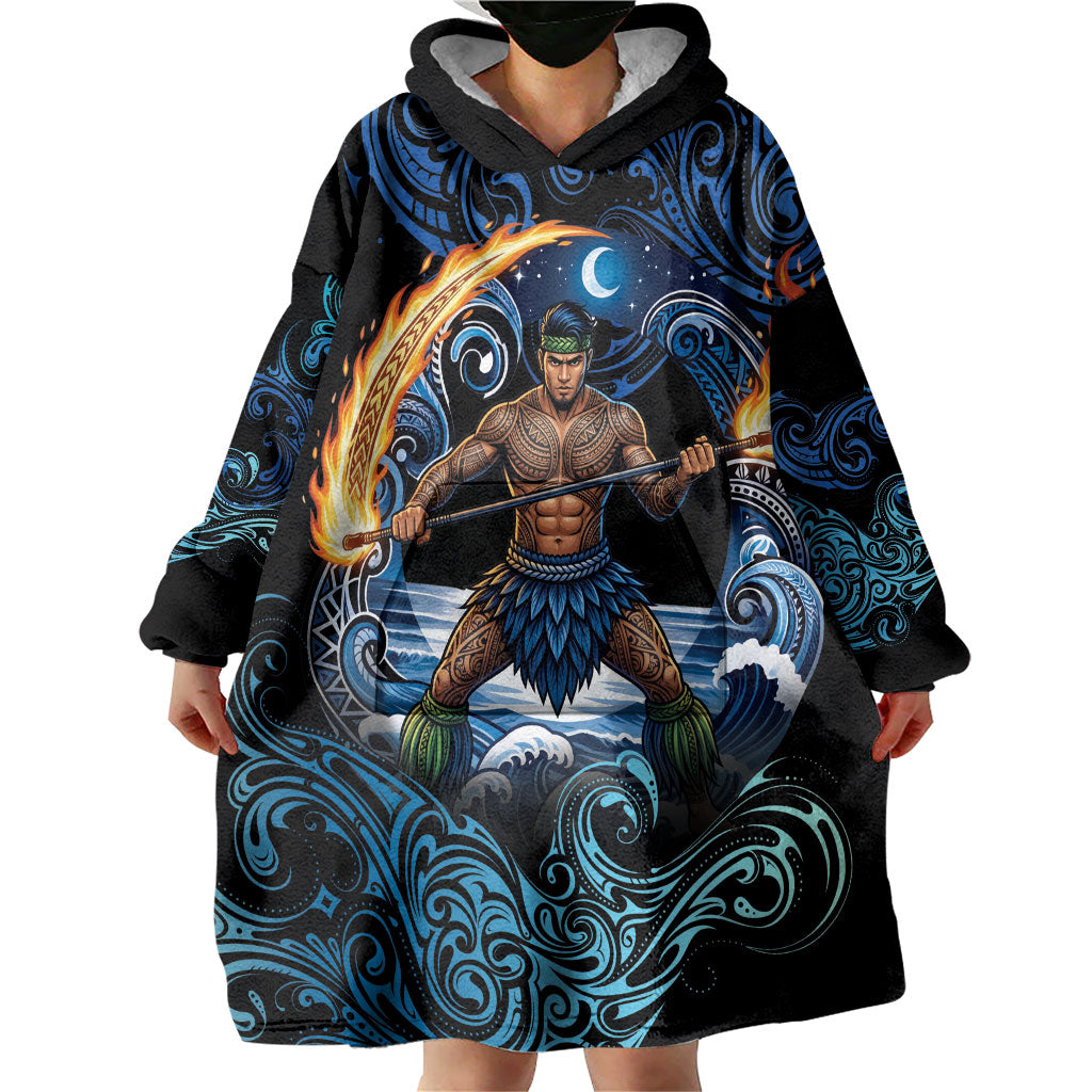 Samoa Siva Afi Wearable Blanket Hoodie Fireknife Fire Dance Pacific Tribal Motif LT9 - Polynesian Pride