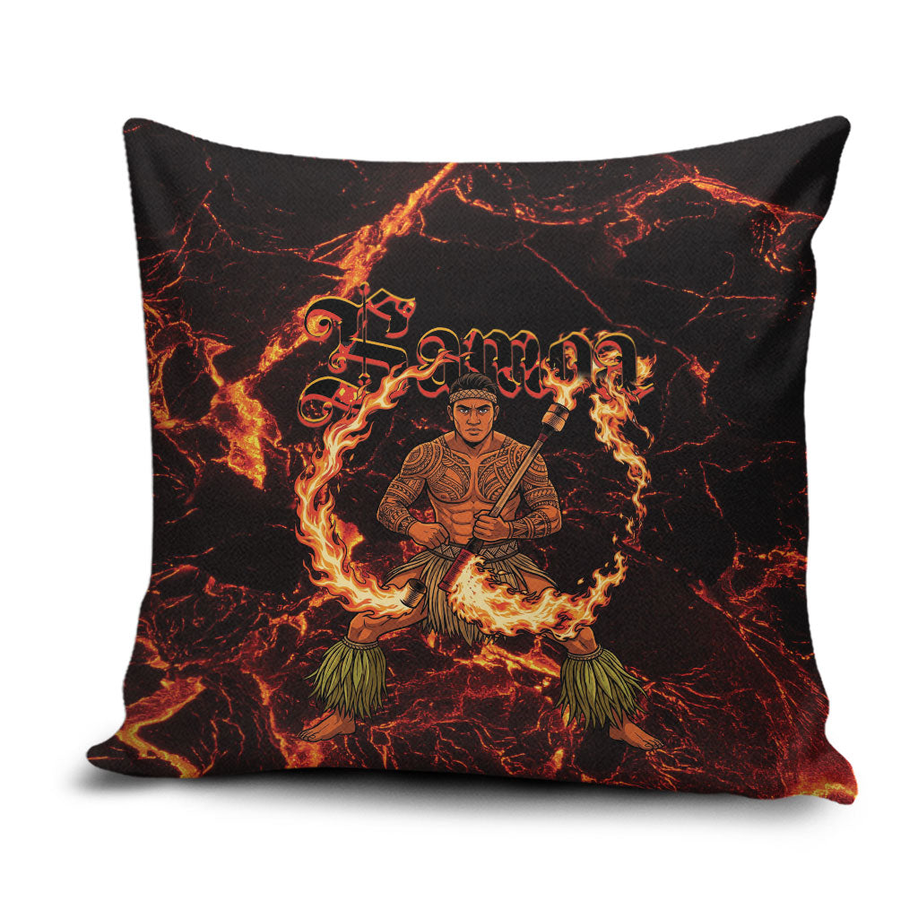 Samoa Siva Afi Dance Fireknife Pillow Cover Polynesian Heritage Fire Dance LT9 Black - Polynesian Pride