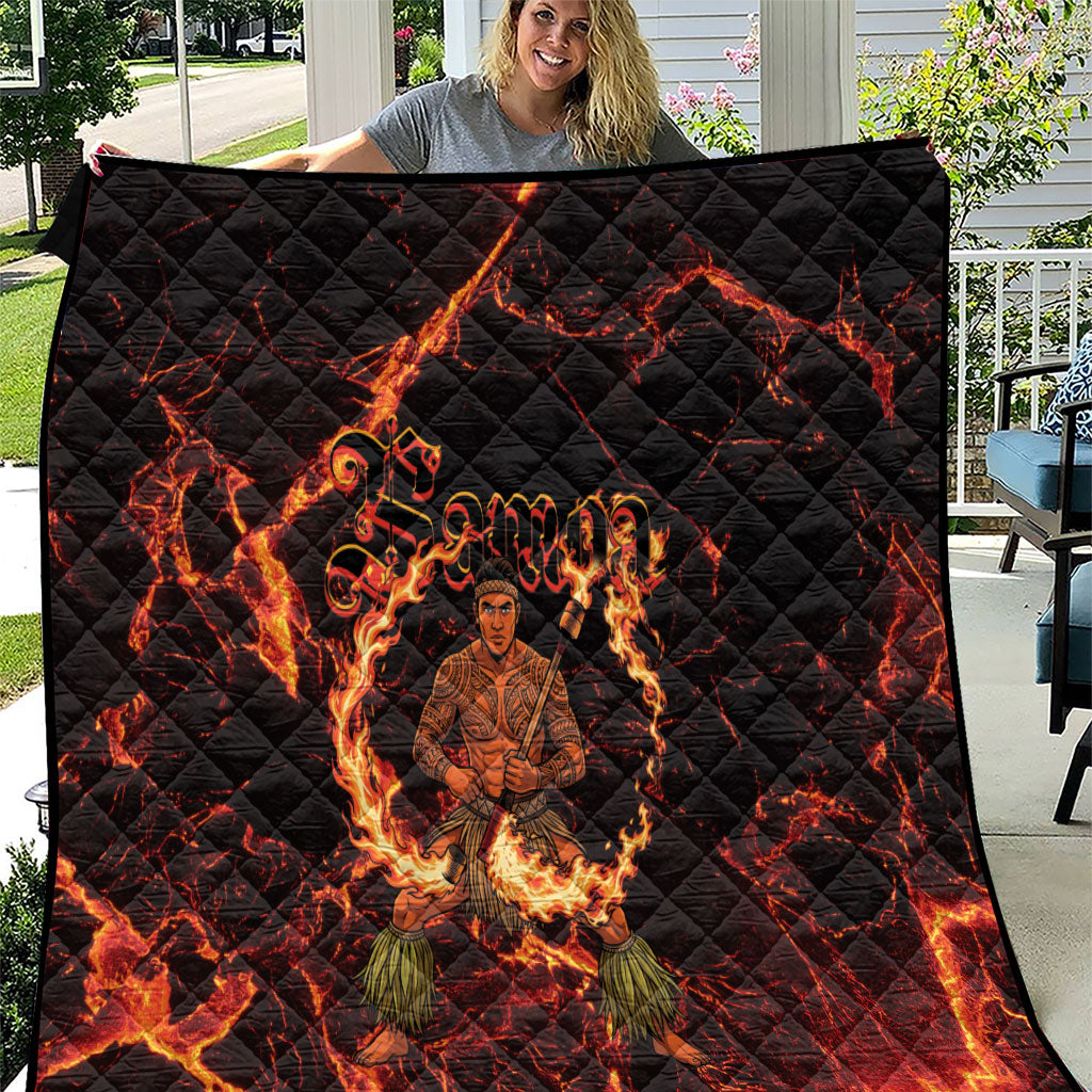 Samoa Siva Afi Dance Fireknife Quilt Polynesian Heritage Fire Dance LT9 Black - Polynesian Pride