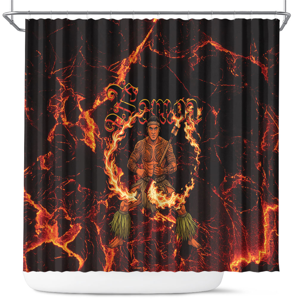 Samoa Siva Afi Dance Fireknife Shower Curtain Polynesian Heritage Fire Dance LT9 Black - Polynesian Pride