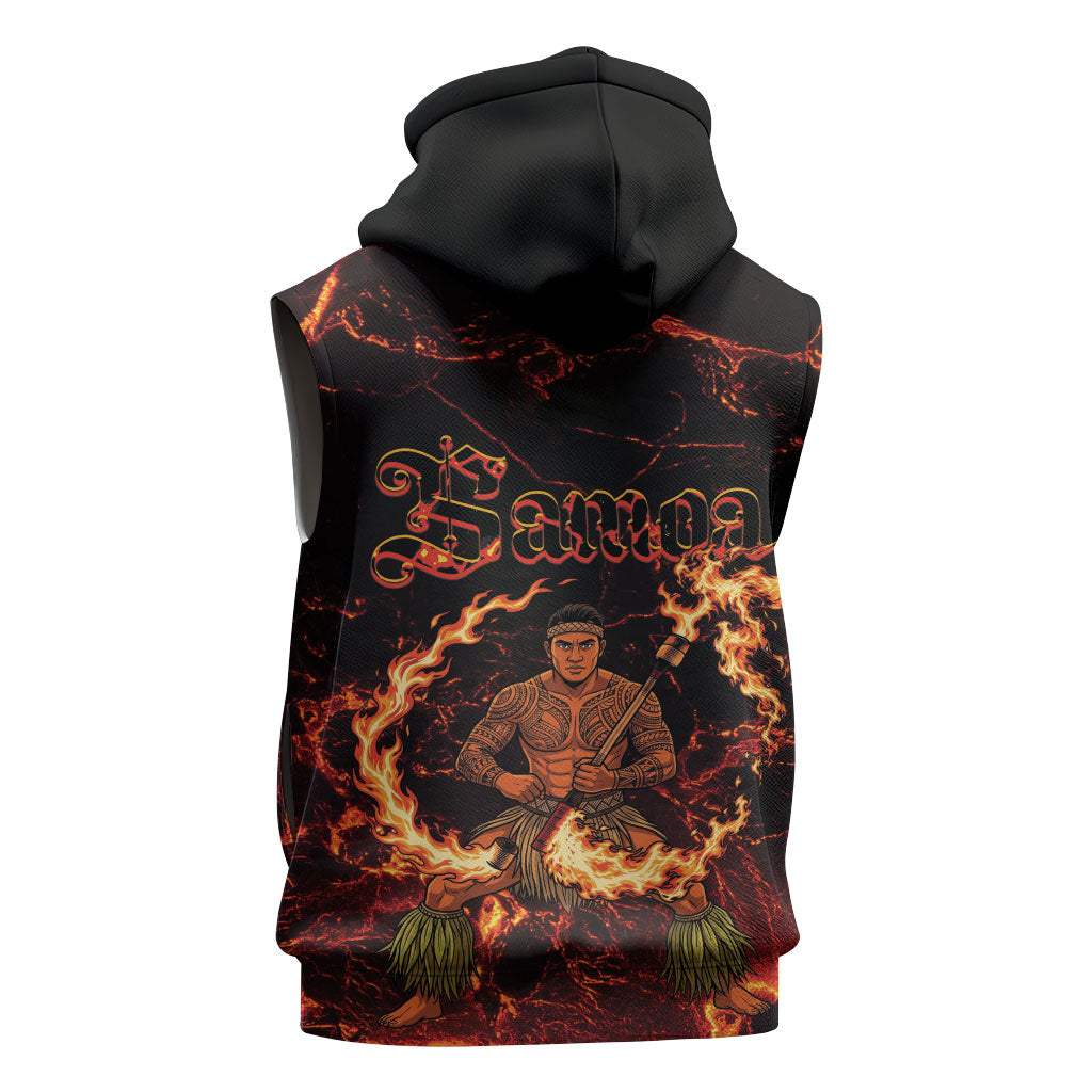 Samoa Siva Afi Dance Fireknife Sleeveless Hoodie Polynesian Heritage Fire Dance LT9 - Polynesian Pride