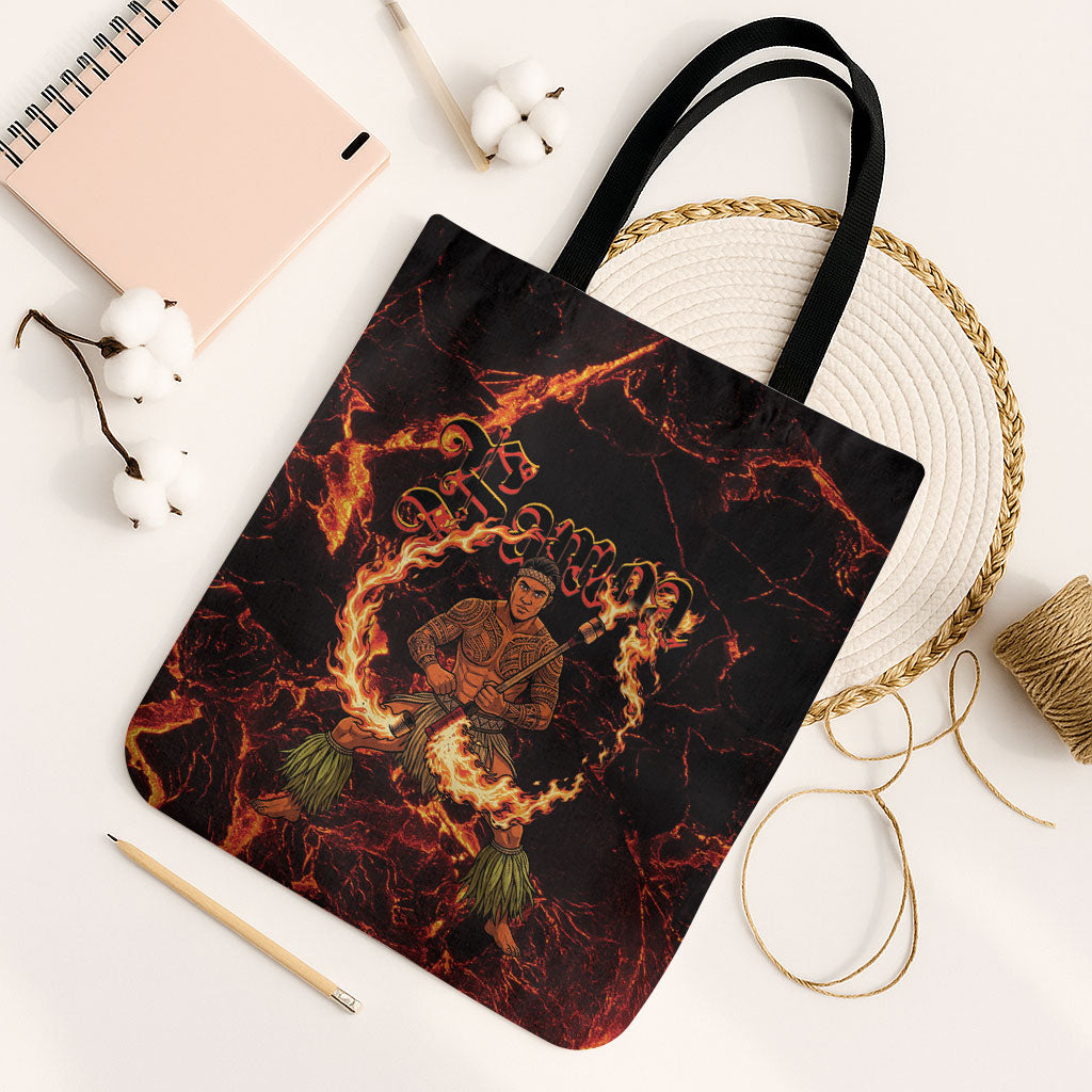 Samoa Siva Afi Dance Fireknife Tote Bag Polynesian Heritage Fire Dance LT9 Black Strap One Size Black - Polynesian Pride