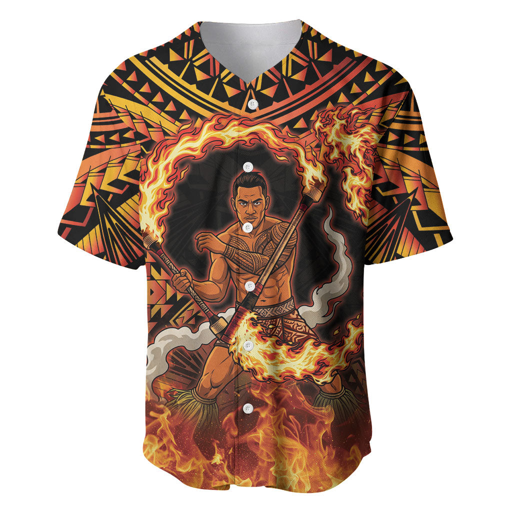 Samoa Siva Afi Dance Fireknife Baseball Jersey Samoan Tribal Motif Dancing in the Fire LT9 Red - Polynesian Pride