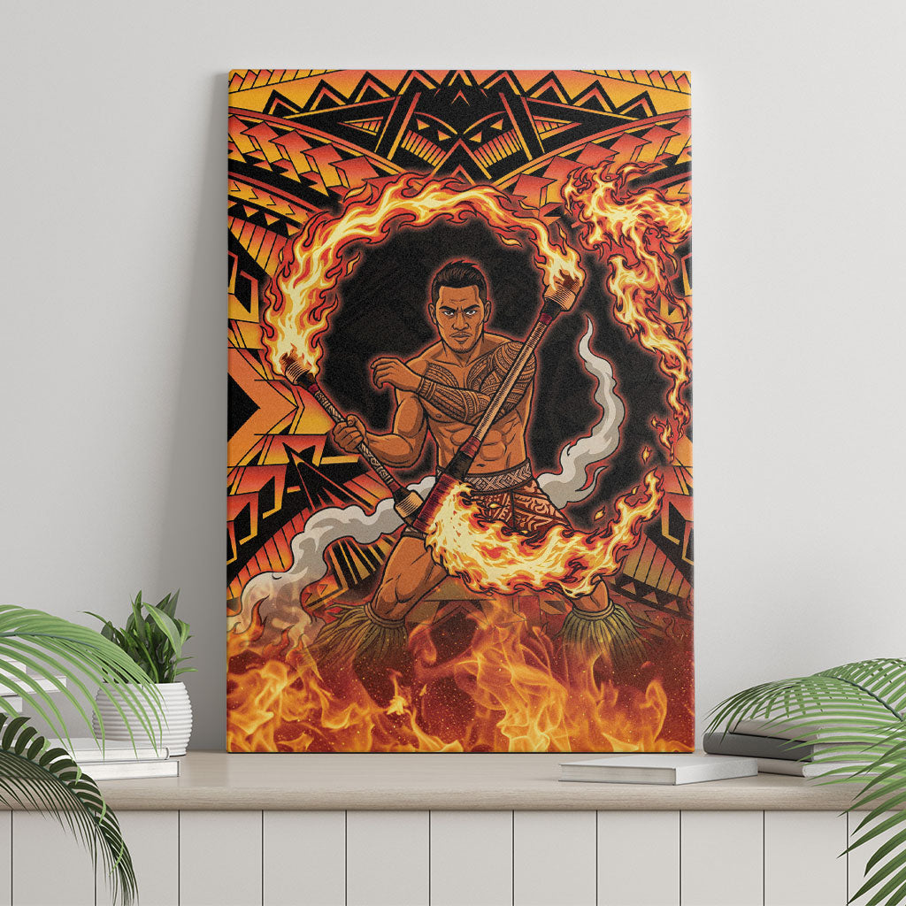 Samoa Siva Afi Dance Fireknife Canvas Wall Art Samoan Tribal Motif Dancing in the Fire LT9 - Polynesian Pride