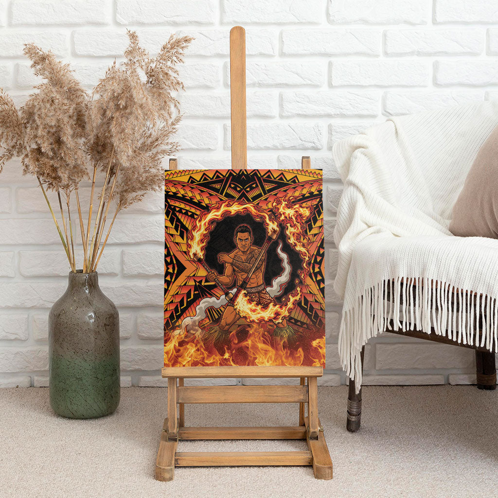 Samoa Siva Afi Dance Fireknife Canvas Wall Art Samoan Tribal Motif Dancing in the Fire LT9 - Polynesian Pride