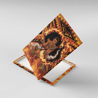 Samoa Siva Afi Dance Fireknife Canvas Wall Art Samoan Tribal Motif Dancing in the Fire LT9 With Frame Red - Polynesian Pride