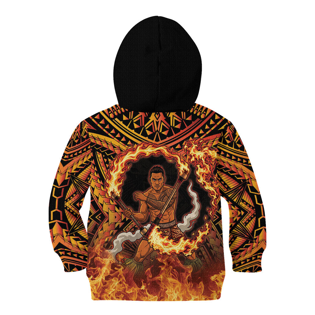 Samoa Siva Afi Dance Fireknife Kid Hoodie Samoan Tribal Motif Dancing in the Fire LT9 - Polynesian Pride