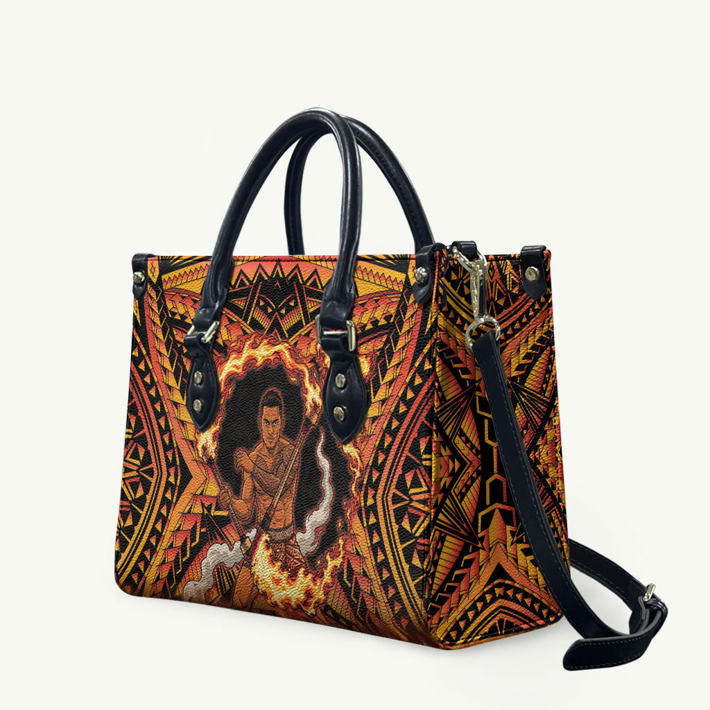 Samoa Siva Afi Dance Fireknife Leather Bag Samoan Tribal Motif Dancing in the Fire LT9 Red - Polynesian Pride
