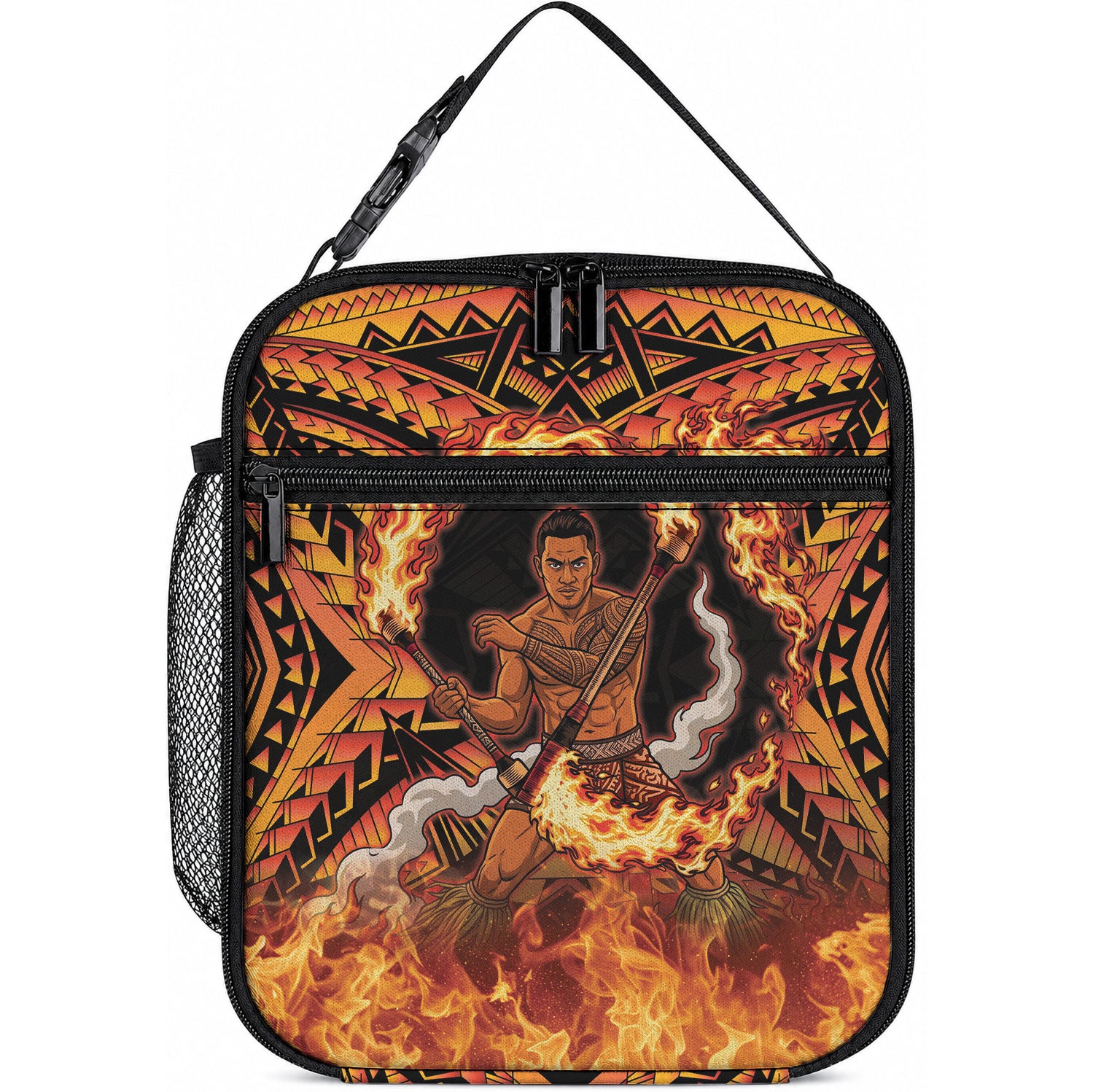 Samoa Siva Afi Dance Fireknife Lunch Bag Samoan Tribal Motif Dancing in the Fire LT9 10.2 × 8.3 × 4.3 inch Red - Polynesian Pride