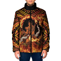 Samoa Siva Afi Dance Fireknife Padded Jacket Samoan Tribal Motif Dancing in the Fire LT9 Men Red - Polynesian Pride