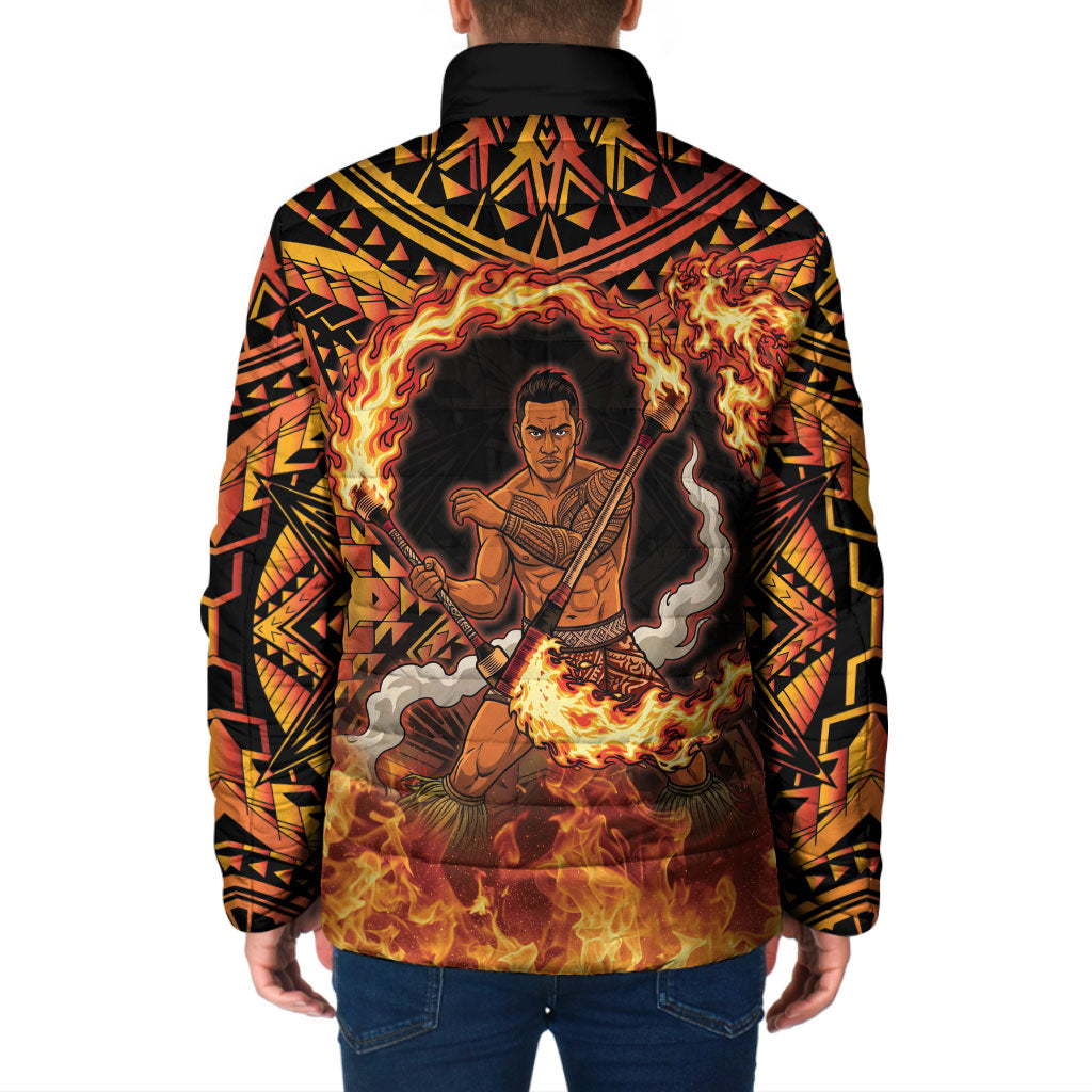 Samoa Siva Afi Dance Fireknife Padded Jacket Samoan Tribal Motif Dancing in the Fire LT9 - Polynesian Pride