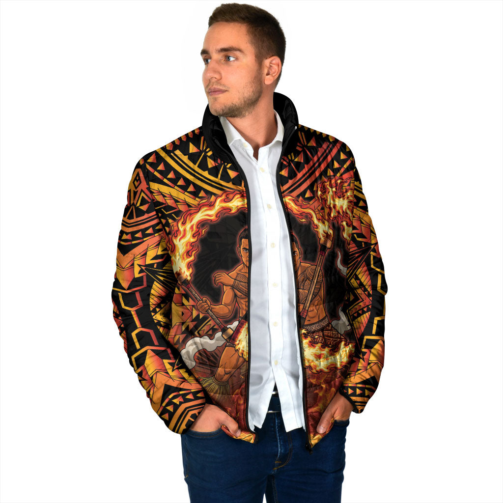 Samoa Siva Afi Dance Fireknife Padded Jacket Samoan Tribal Motif Dancing in the Fire LT9 - Polynesian Pride