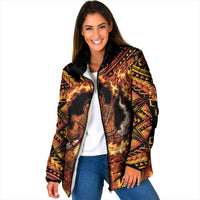 Samoa Siva Afi Dance Fireknife Padded Jacket Samoan Tribal Motif Dancing in the Fire LT9 Women Red - Polynesian Pride