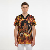 Samoa Siva Afi Dance Fireknife Scrub Top Samoan Tribal Motif Dancing in the Fire LT9 - Polynesian Pride