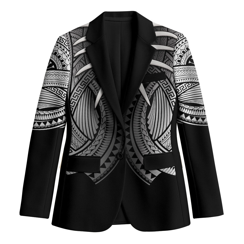 Samoan Ula Nifo Afi Tribal Blazer Polynesian Pattern LT9 Unisex Black - Polynesian Pride