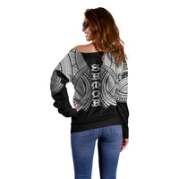 Samoan Ula Nifo Afi Tribal Off Shoulder Sweater Polynesian Pattern LT9 - Polynesian Pride