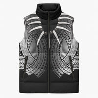 Samoan Ula Nifo Afi Tribal Sleeveless Puffer Jacket Polynesian Pattern LT9 Unisex Black - Polynesian Pride