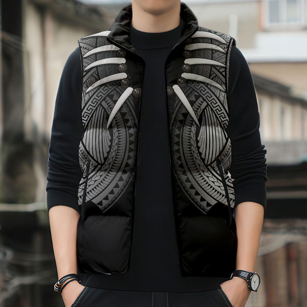 Samoan Ula Nifo Afi Tribal Sleeveless Puffer Jacket Polynesian Pattern LT9 - Polynesian Pride