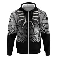 Samoan Ula Nifo Afi Tribal Zip Hoodie Polynesian Pattern LT9 Zip Hoodie Black - Polynesian Pride