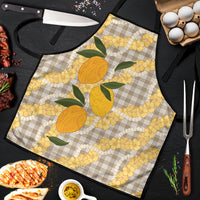 Maku'e Hawaiian Mango Palaka Apron Aloha Hibiscus Pikake Lei LT9 Brown - Polynesian Pride