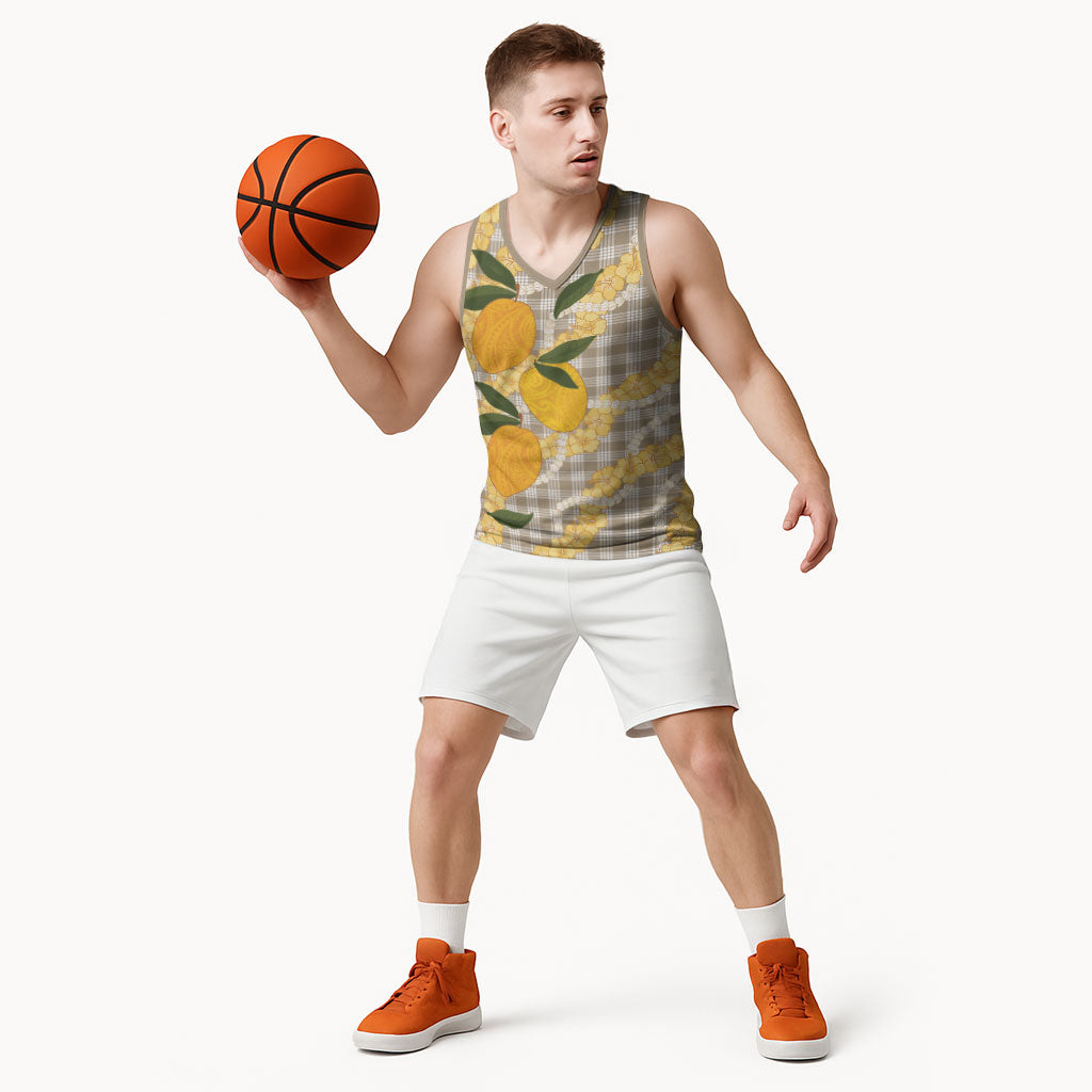 Maku'e Hawaiian Mango Palaka Basketball Jersey Aloha Hibiscus Pikake Lei LT9 - Polynesian Pride