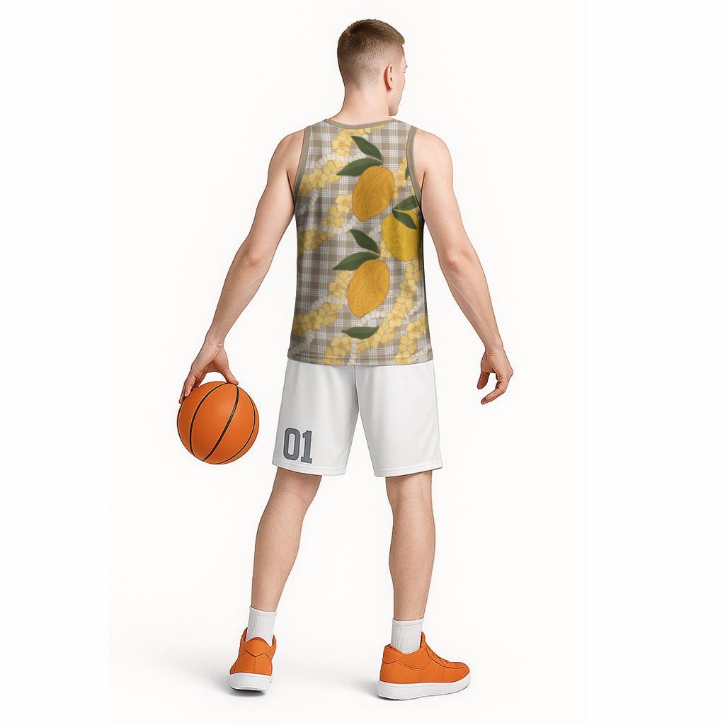 Maku'e Hawaiian Mango Palaka Basketball Jersey Aloha Hibiscus Pikake Lei LT9 - Polynesian Pride