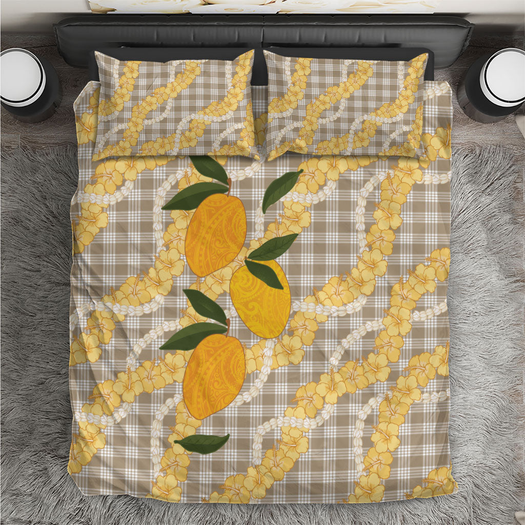 Maku'e Hawaiian Mango Palaka Bedding Set Aloha Hibiscus Pikake Lei LT9 Brown - Polynesian Pride