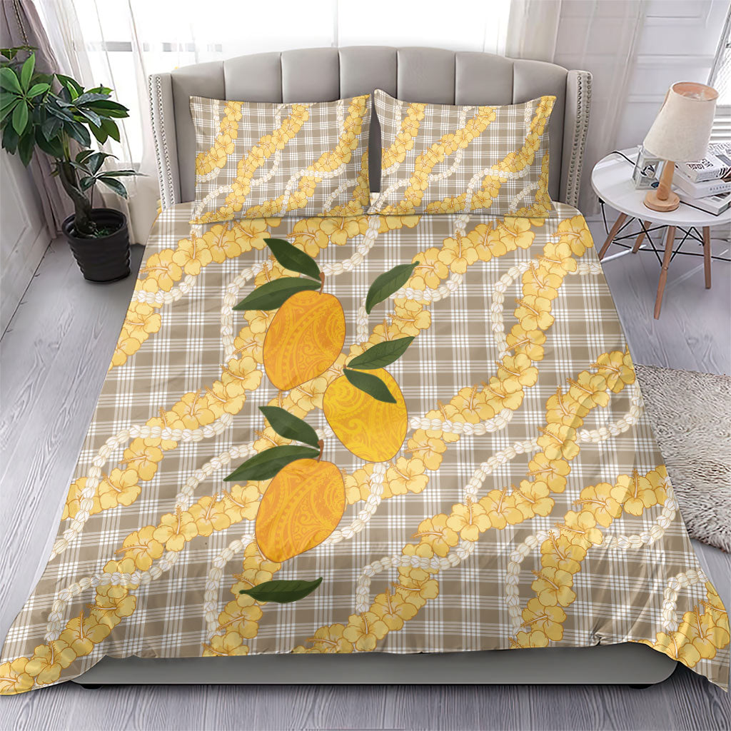 Maku'e Hawaiian Mango Palaka Bedding Set Aloha Hibiscus Pikake Lei LT9 - Polynesian Pride
