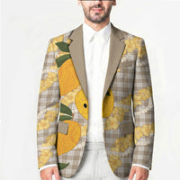 Maku'e Hawaiian Mango Palaka Blazer Aloha Hibiscus Pikake Lei LT9 - Polynesian Pride