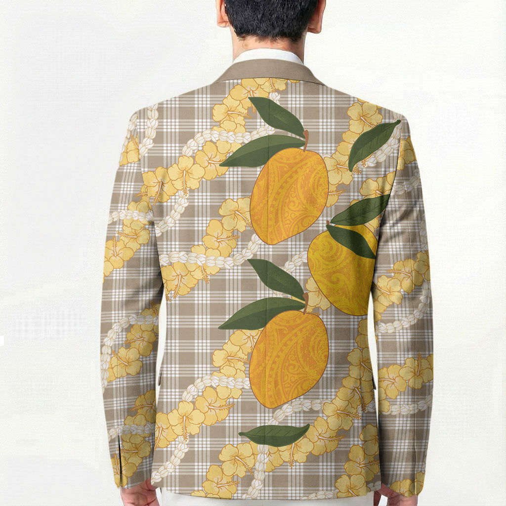Maku'e Hawaiian Mango Palaka Blazer Aloha Hibiscus Pikake Lei LT9 - Polynesian Pride