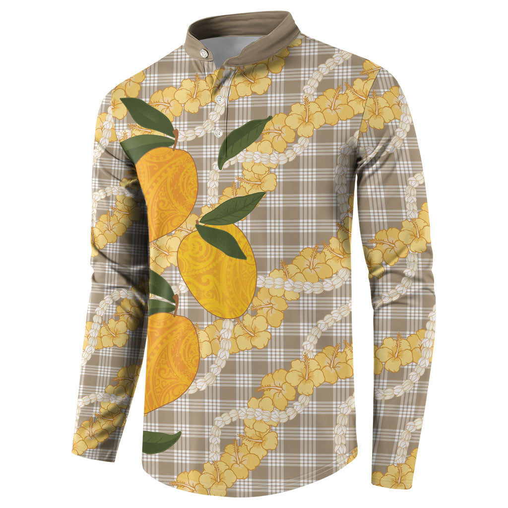 Maku'e Hawaiian Mango Palaka Button Sweatshirt Aloha Hibiscus Pikake Lei LT9 - Polynesian Pride