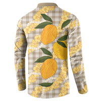 Maku'e Hawaiian Mango Palaka Button Sweatshirt Aloha Hibiscus Pikake Lei LT9 - Polynesian Pride