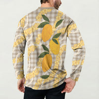 Maku'e Hawaiian Mango Palaka Button Sweatshirt Aloha Hibiscus Pikake Lei LT9 - Polynesian Pride