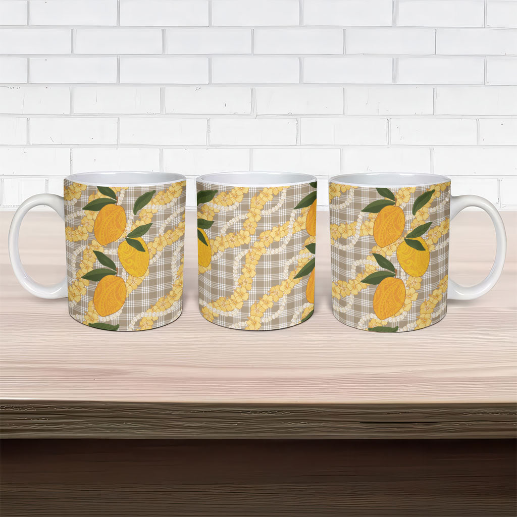 Maku'e Hawaiian Mango Palaka Ceramic Mug Aloha Hibiscus Pikake Lei LT9 - Polynesian Pride