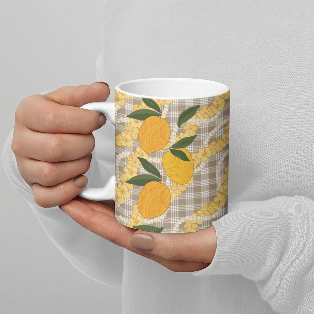 Maku'e Hawaiian Mango Palaka Ceramic Mug Aloha Hibiscus Pikake Lei LT9 - Polynesian Pride