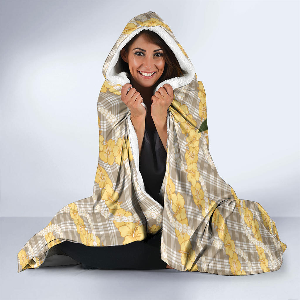 Maku'e Hawaiian Mango Palaka Hooded Blanket Aloha Hibiscus Pikake Lei LT9 - Polynesian Pride