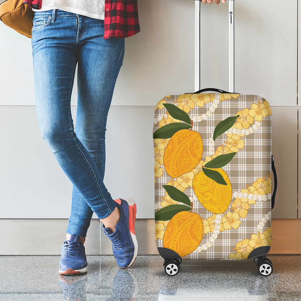 Maku'e Hawaiian Mango Palaka Luggage Cover Aloha Hibiscus Pikake Lei LT9 - Polynesian Pride