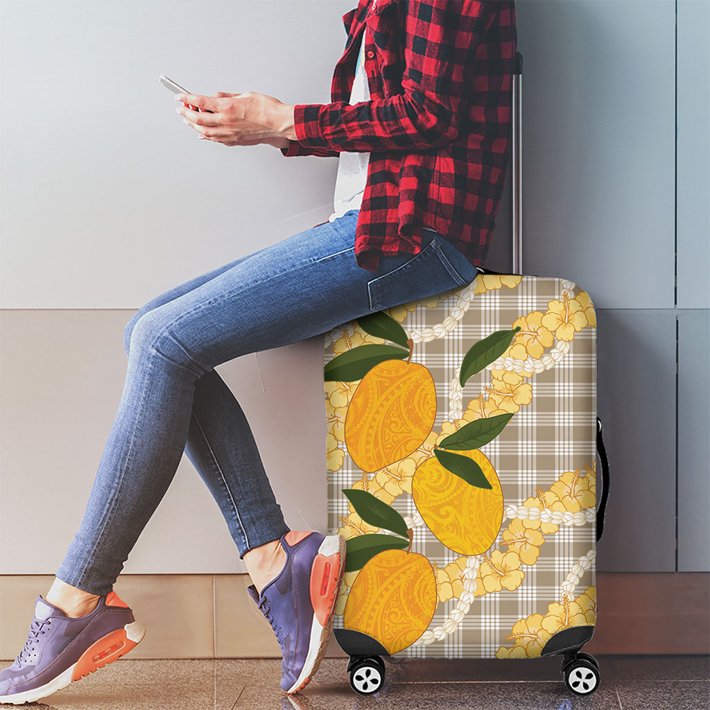 Maku'e Hawaiian Mango Palaka Luggage Cover Aloha Hibiscus Pikake Lei LT9 - Polynesian Pride