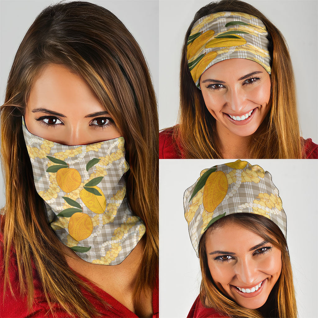 Maku'e Hawaiian Mango Palaka Neck Gaiter Aloha Hibiscus Pikake Lei LT9 - Polynesian Pride