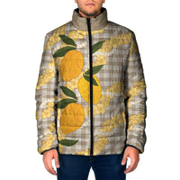 Maku'e Hawaiian Mango Palaka Padded Jacket Aloha Hibiscus Pikake Lei LT9 Men Brown - Polynesian Pride
