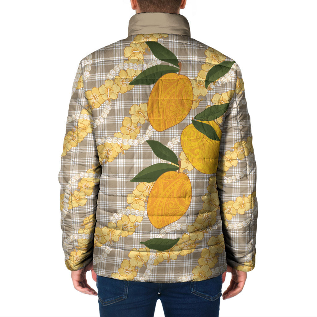 Maku'e Hawaiian Mango Palaka Padded Jacket Aloha Hibiscus Pikake Lei LT9 - Polynesian Pride