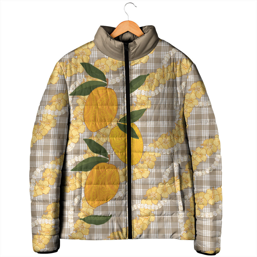 Maku'e Hawaiian Mango Palaka Padded Jacket Aloha Hibiscus Pikake Lei LT9 - Polynesian Pride