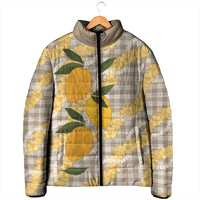 Maku'e Hawaiian Mango Palaka Padded Jacket Aloha Hibiscus Pikake Lei LT9 - Polynesian Pride