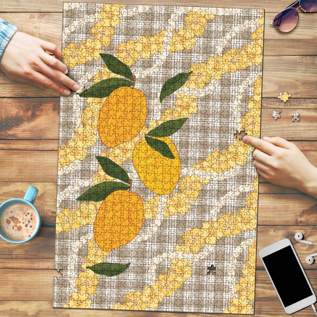 Maku'e Hawaiian Mango Palaka Puzzle Aloha Hibiscus Pikake Lei LT9 Brown - Polynesian Pride